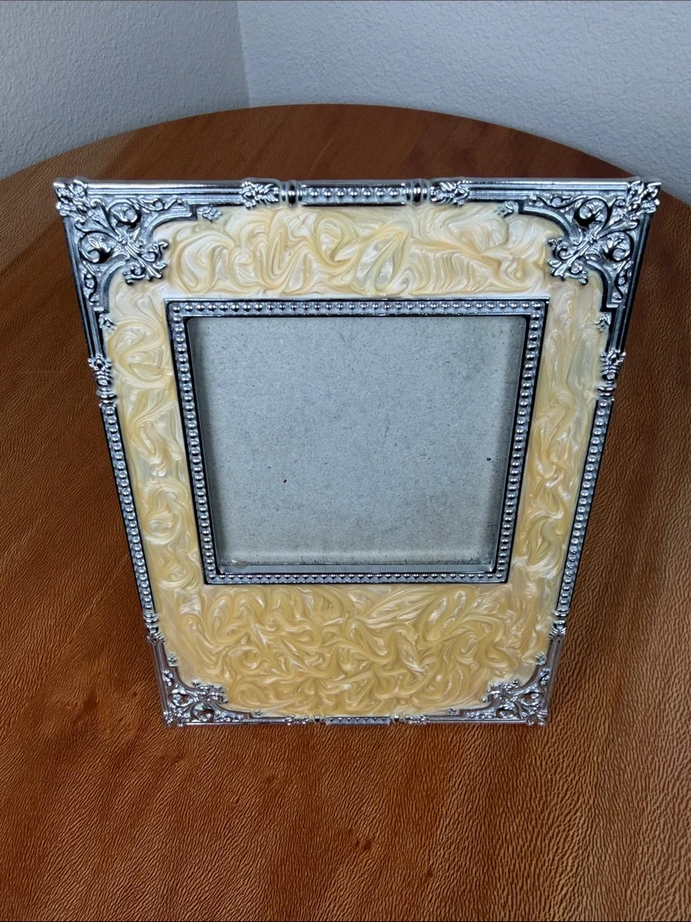 S. Sunflower Yellow Enameled Silver Detailing Photo Frame Victorian Cottagecore